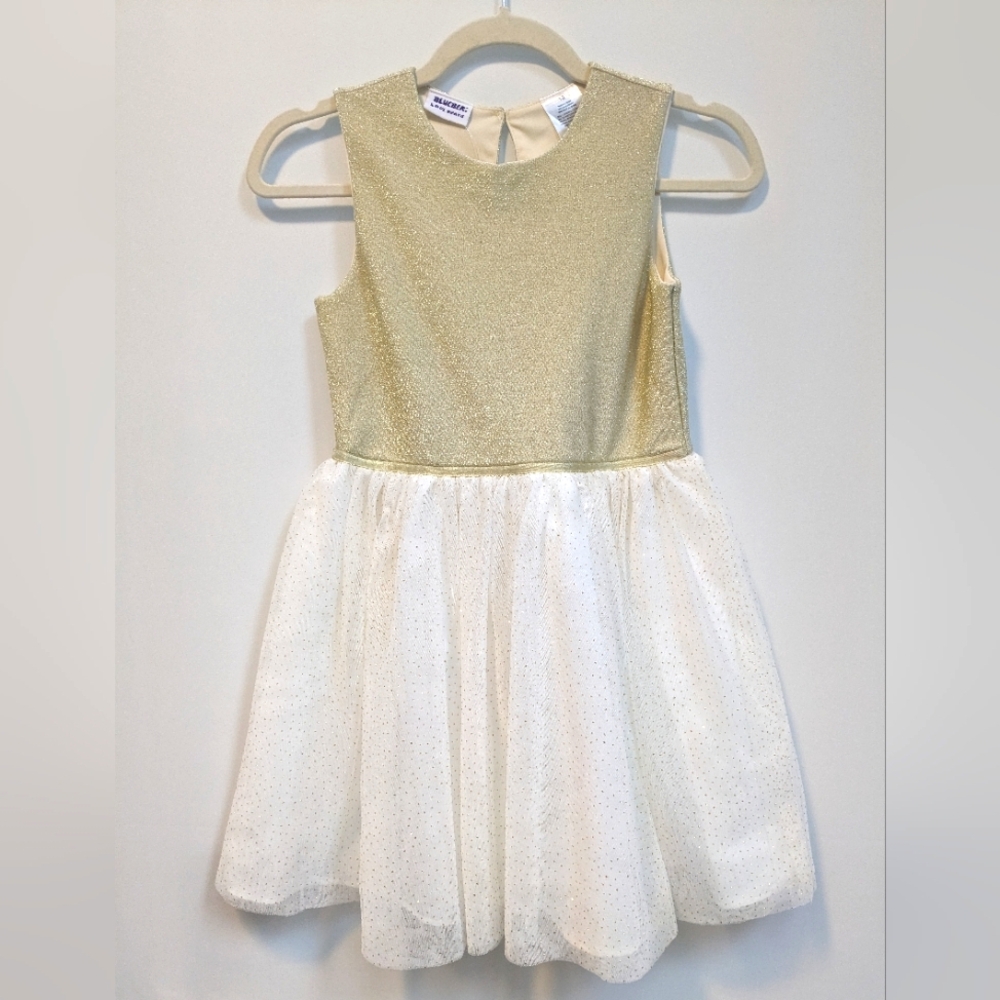 NWT Blueberi Boulevard Gold Metallic & Cream Dress Tulle Skirt Size 12